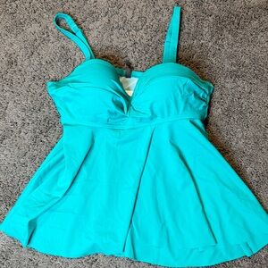Green Blue Teal Bikini w/Sweetheart Neckline Split Skirted Bottom XL/1X